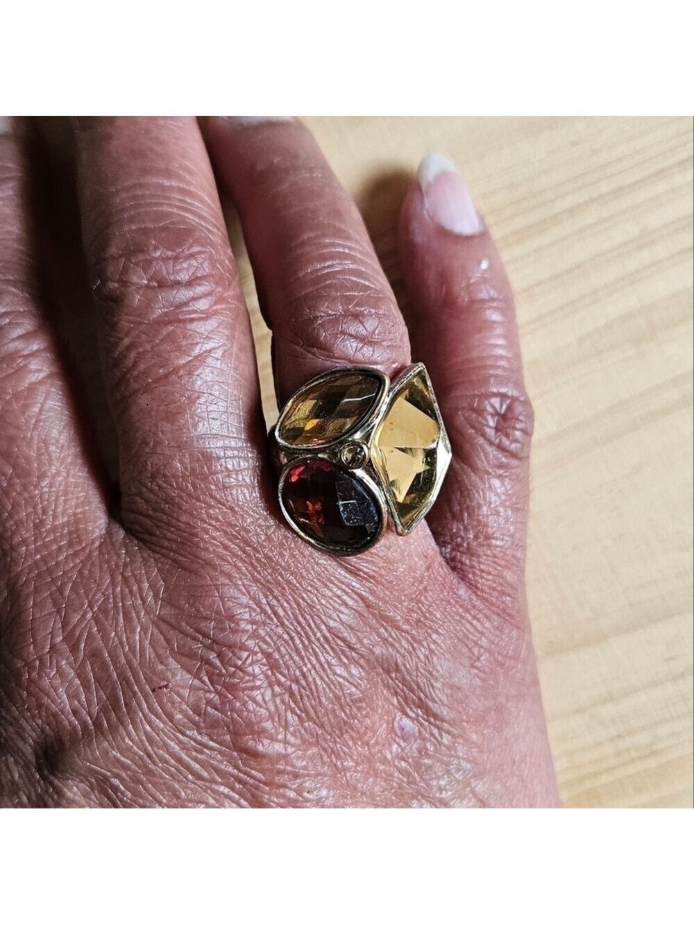 Tri-Glass Statement Ring, Approx Size 7.75